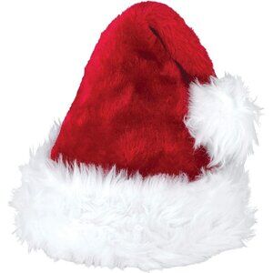 Women Red Santa Red & White Faux Fur Hat - 15" x 11" - Ideal for Christmas